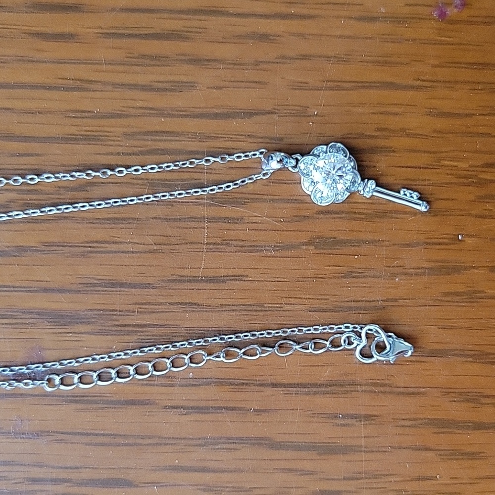 1ct tiffany's style key moissanite diamond necklace with 925 silver